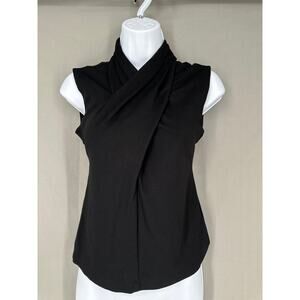 Anthropologie Top Womens XXSP Black Viola Draped Wrap Shawl Neck Dressy Office